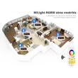 RGB+W Fali LED szalag vezérlő panel, elemes 4 zónás RGB+W Fali LED szalag vezérlő panel, elemes 4 zónás