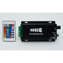 Távirányító RGB LED szalaghoz 216W, 12V/18A, 24 gombos távírányitóval, audio