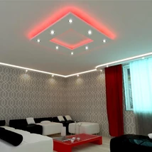 150cm négyzet álmennyezet sziget színváltós LED szalag világítással | N-150-RGB