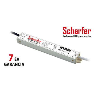 Scharfer Vízálló LED tápegység 12 Volt (45W/3.75A) IP67