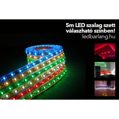 5M LED szalag szett választható színben tápegységgel