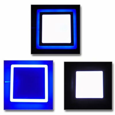 LED Lámpa falon kívüli, 12+4W, kocka, hideg fehér+kék