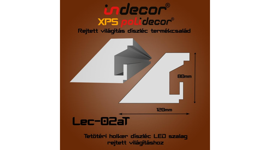 Lec-02AT Tetőtéri rejtett világítás díszléc 80x120 (02/A-T)