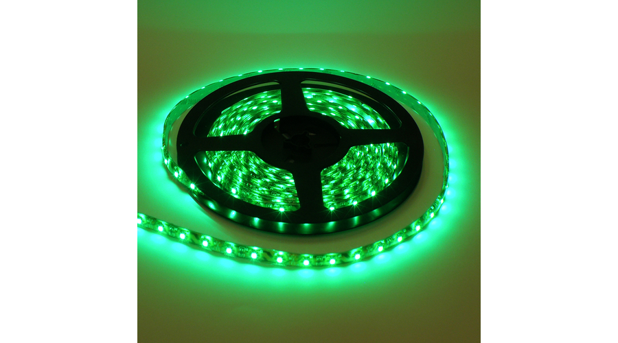 LED szalag, 5050, 60 SMD/m, vízálló, zöld fény